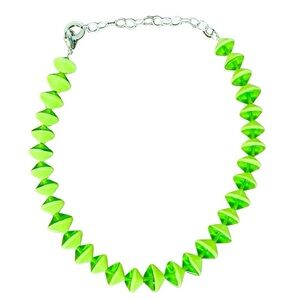 Murano Orovetro Glass Beads Lime Green Necklace